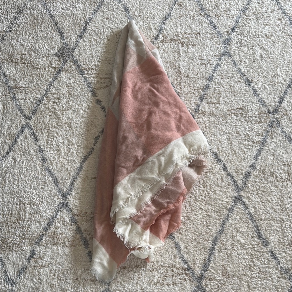 Lauren Conrad Soft Pink and Cream Blanket Scarf